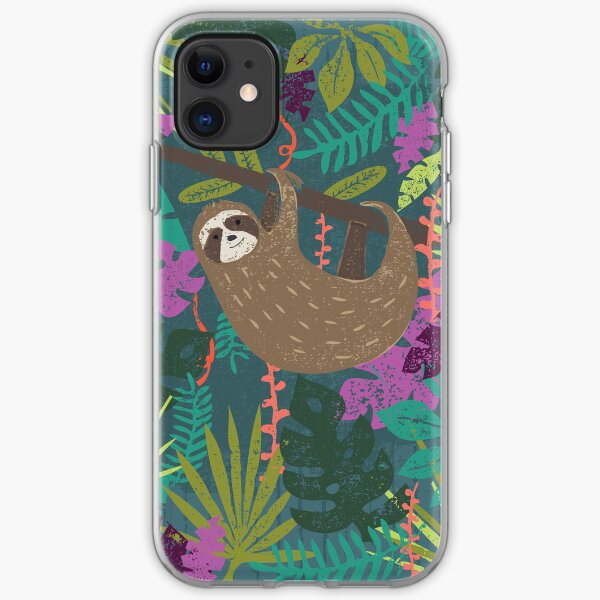 Take it Easy - sloth jungle print iPhone Soft Case
