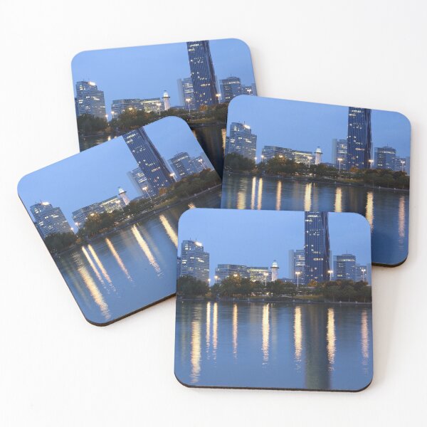 Item preview, Vienna skyline on the Danube river at twilight Austria designed and sold by goceris.