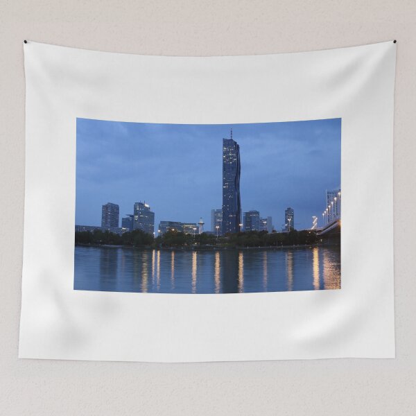 Item preview, Vienna skyline on the Danube river at twilight designed and sold by goceris.