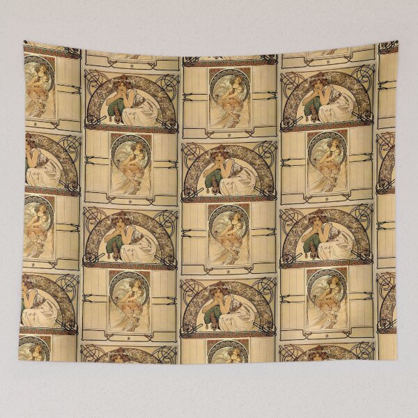 Item preview, cherry blossom design vintage art - Alphonse Mucha designed and sold by Vintage Designs +.