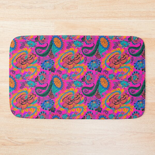 Item preview, 1970s Jeweled Paisley on hot pink designed and sold by LorlovesDesign.