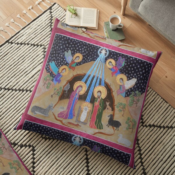 Silent Night Nativity Floor Pillow