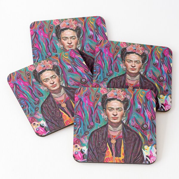 Purple and pink swirls Frida Coasters (Set of 4)