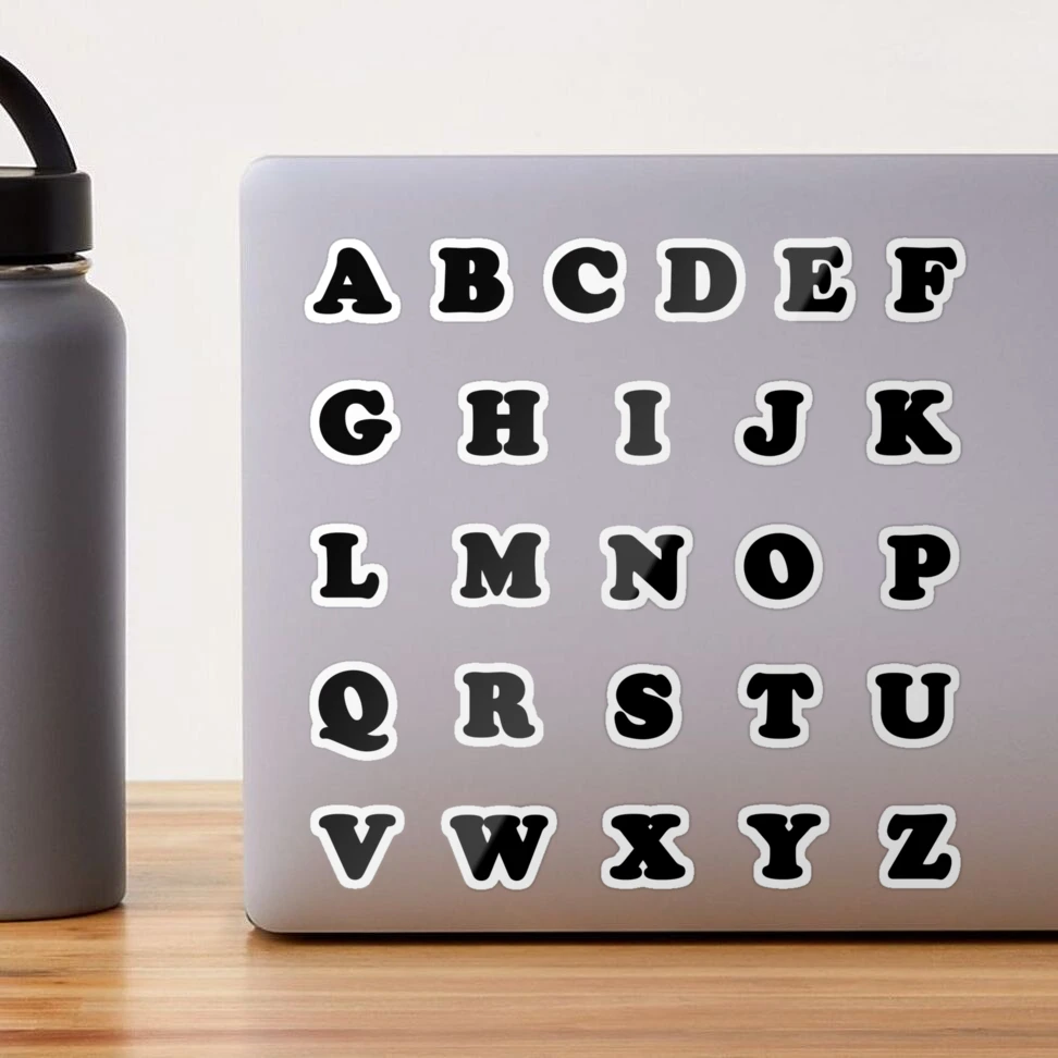 Black alphabet mini pack. Black letters Sticker for Sale by