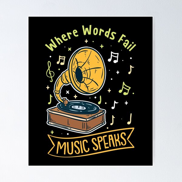 Item preview, Where Words Fail Gramophone Design For Music Lover designed and sold by Stoffgiraffe.