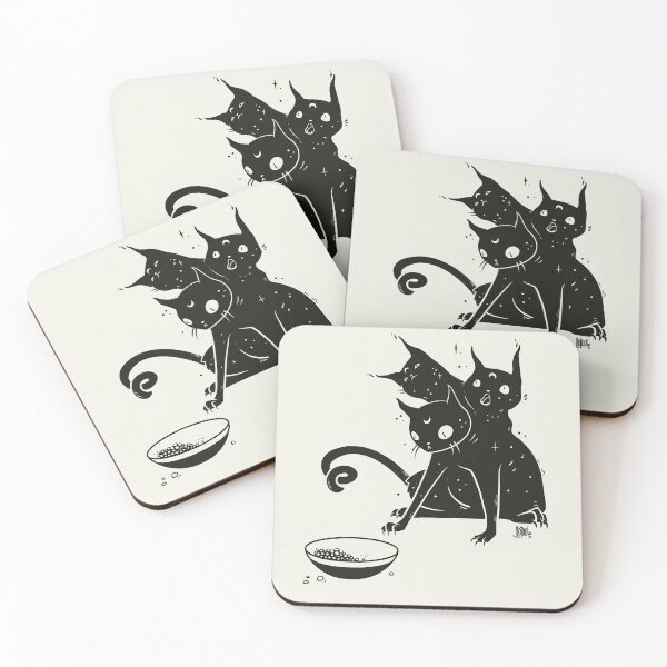 Item preview,  Creepy Cute Three Headed Black Cat Artwork designed and sold by cellsdividing.
