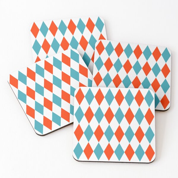 Item preview, Red Turquoise White Diamond Shape Harlequin Pattern designed and sold by MFGB-Creations.