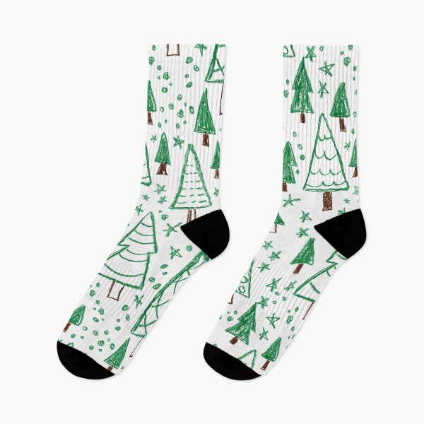 Item preview, Cozy new year, christmas pattern. Naive style. Hand drawn with pencils. Green fir trees and stars. designed and sold by KarinaKalina.