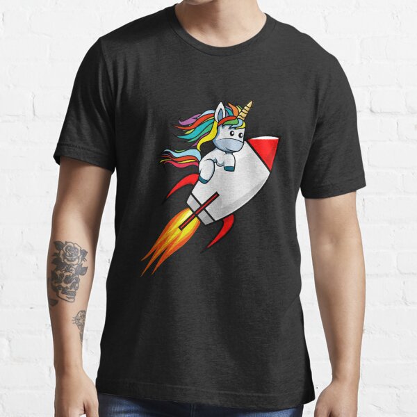 Unicorn Rocket Flight (Black) Essential T-Shirt