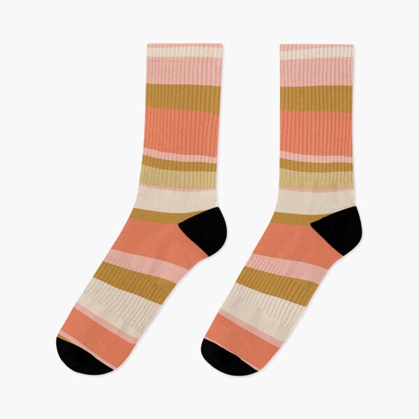 Item preview, Retro Modern Stripes in Ochre and Millennial Blush Pink. Minimalist Color Block Pattern designed and sold by kierkegaard.