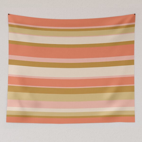 Item preview, Retro Modern Stripes in Ochre and Millennial Blush Pink. Minimalist Color Block Pattern designed and sold by kierkegaard.