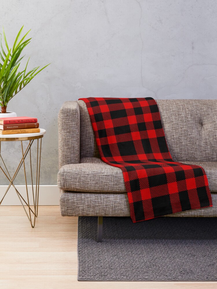 Red and black buffalo plaid online blanket