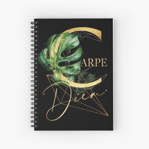 Carpe Diem – Inspiring quote in gold. Spiral Notebook