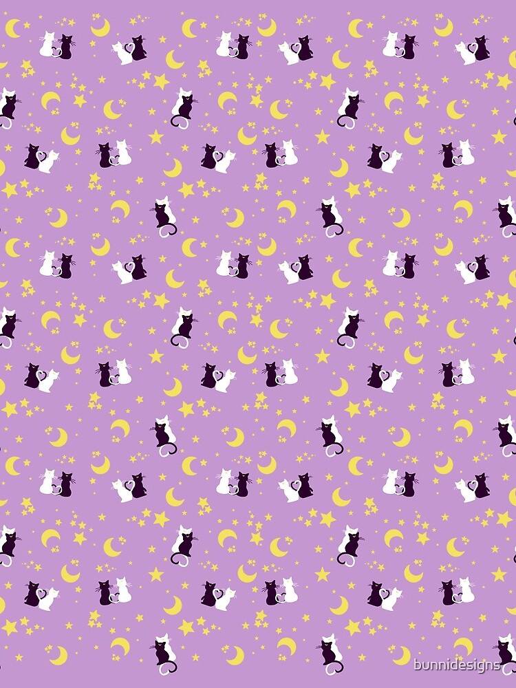 MOON KITTIES LAVENDER by bunnidesigns