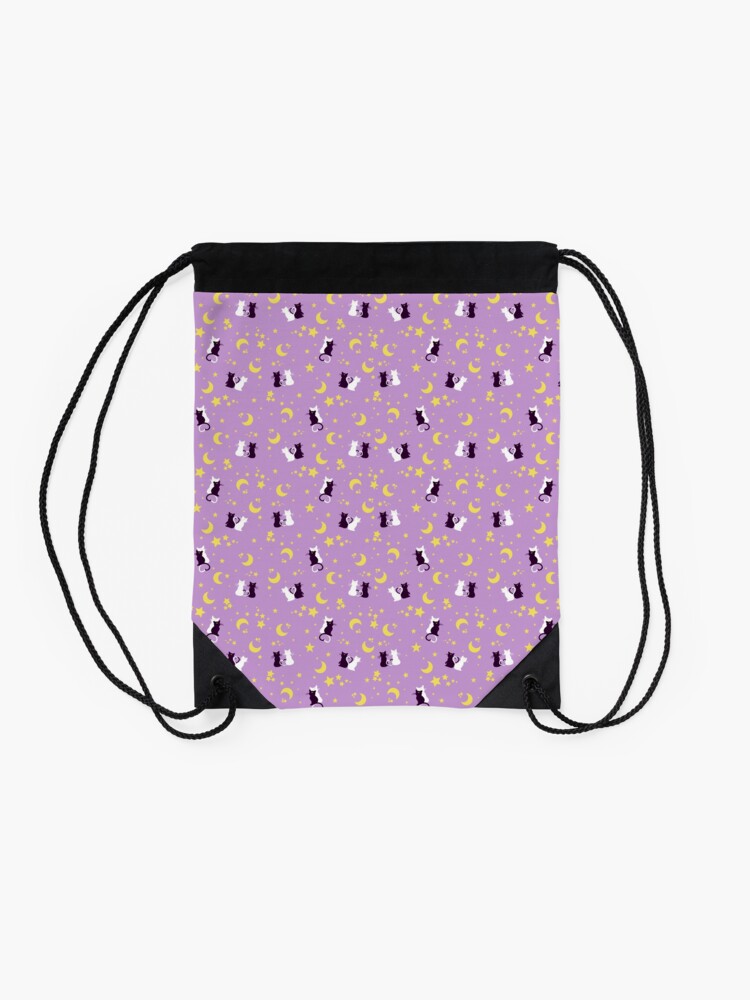 Alternate view of MOON KITTIES LAVENDER Drawstring Bag