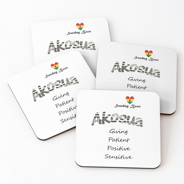 Item preview, Sunday Born Ghanaian Female Name 'Akosua' in black and white designed and sold by WhoWeAre.