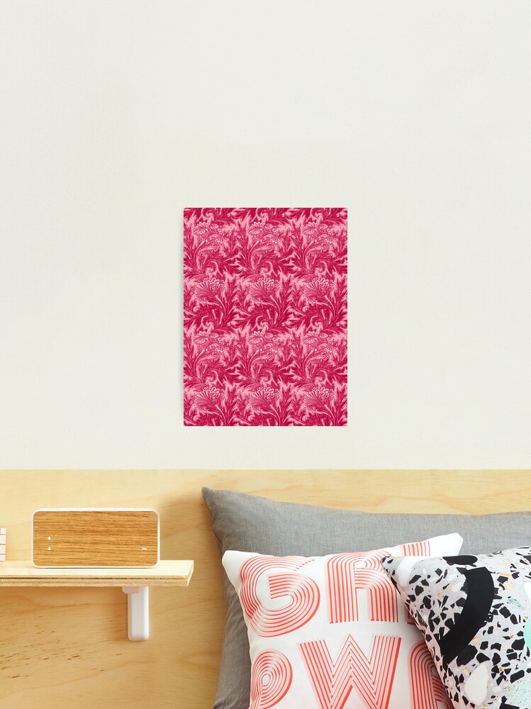 Jacobean Flower Damask, Fuchsia and Light Pink Photographic Print