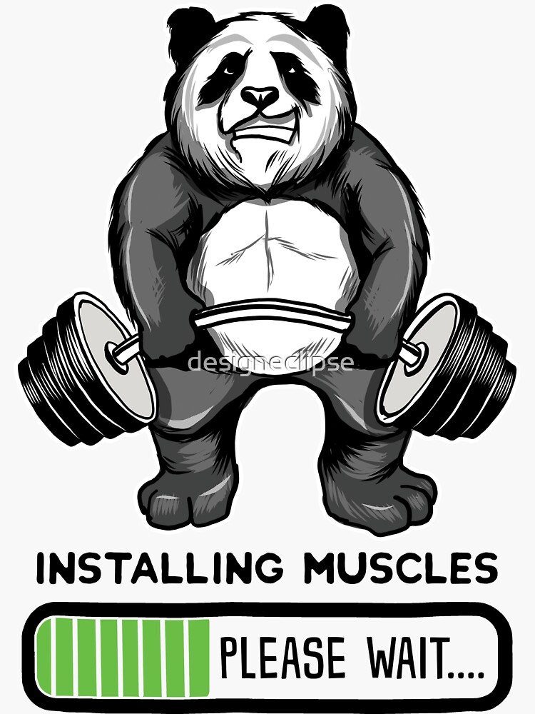 Panda Installing Muscles | Sticker