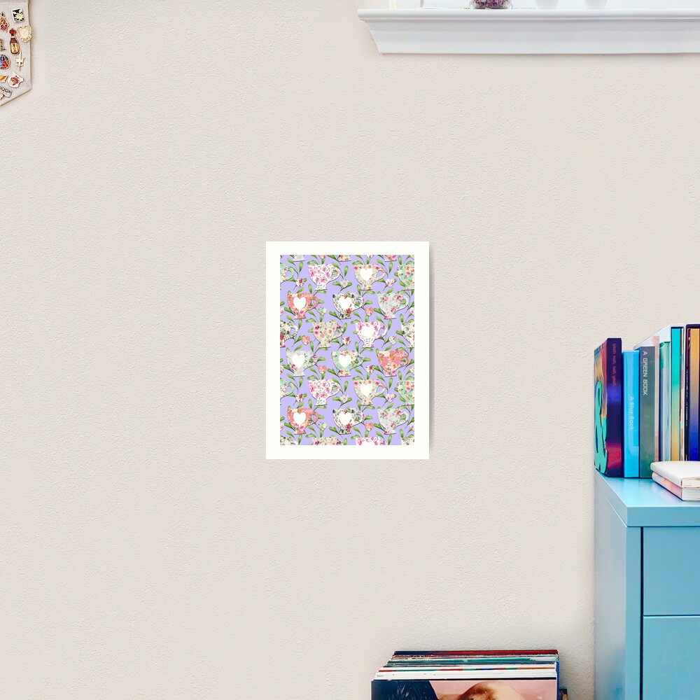 Chintzy Teacups Blue Art Print