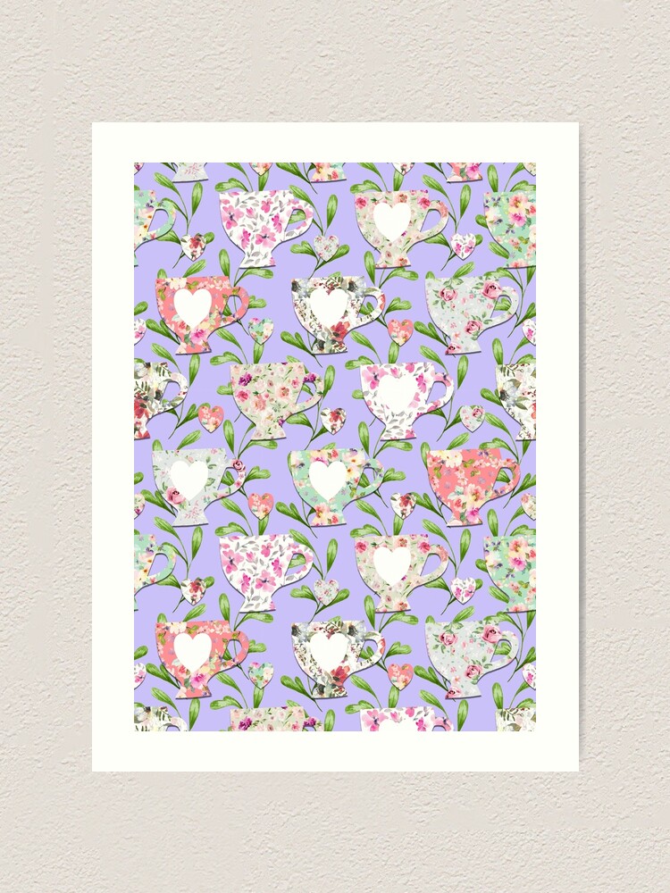 Alternate view of Chintzy Teacups Blue Art Print