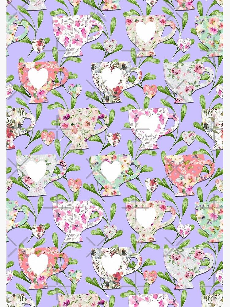 Chintzy Teacups Blue by MerryMakewell