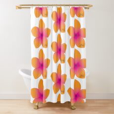 Orange Pink Plumeria Shower Curtain
