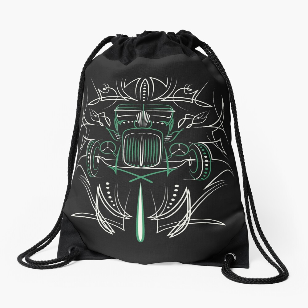 Hot Rod Pinstriping Drawstring Bag
