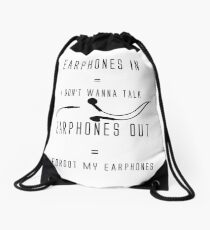 Funny Music Earphones Quote Drawstring Bag
