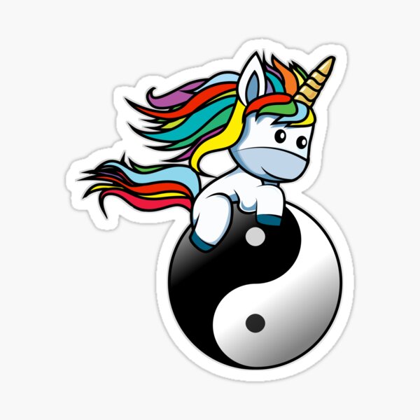Unicorn Yin & Yang (White) Sticker
