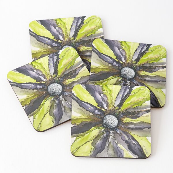 Item preview, Blue and gold alcohol ink flower   designed and sold by Gill Barrett Art.