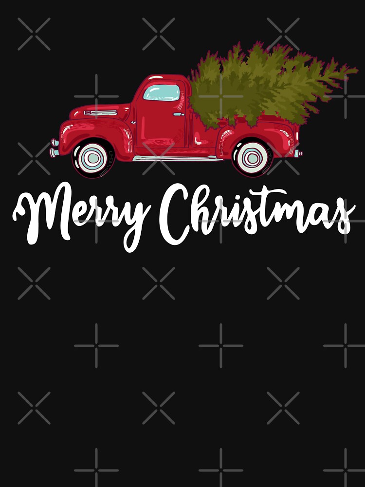 Merry Christmas - Chrismas Vintage Red Truck With A Tree Wagon by BRVART