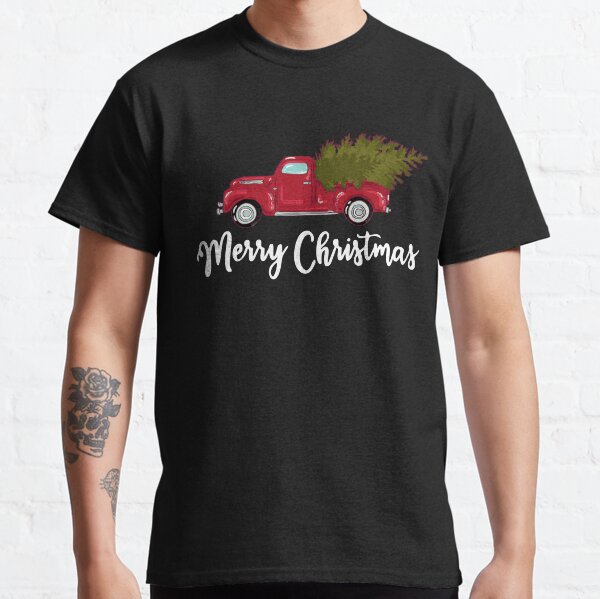 Merry Christmas - Chrismas Vintage Red Truck With A Tree Wagon Classic T-Shirt