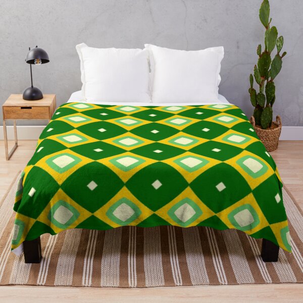 Item preview, The Seventies| Green and Yellow Diamond Pattern designed and sold by ozcushionstoo.