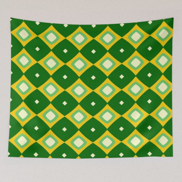 Item preview, The Seventies| Green and Yellow Diamond Pattern designed and sold by ozcushionstoo.