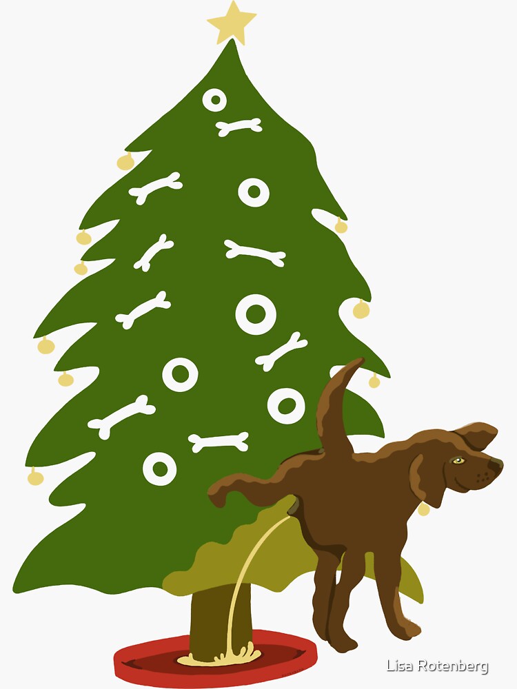 "My Dog’s Own Tree to Pee Christmas Original illustration" Sticker by