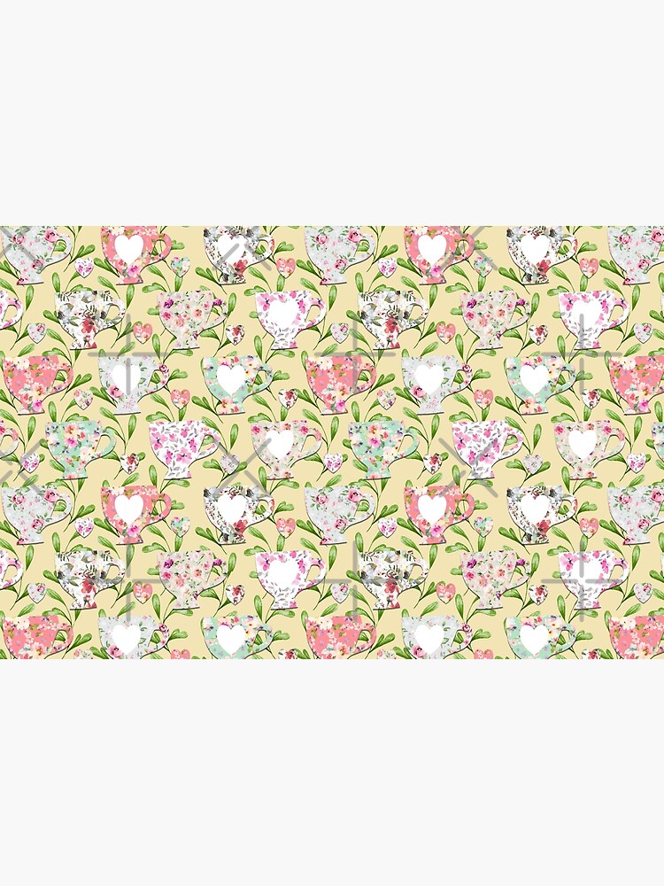 Chintzy Teacups Yellow by MerryMakewell