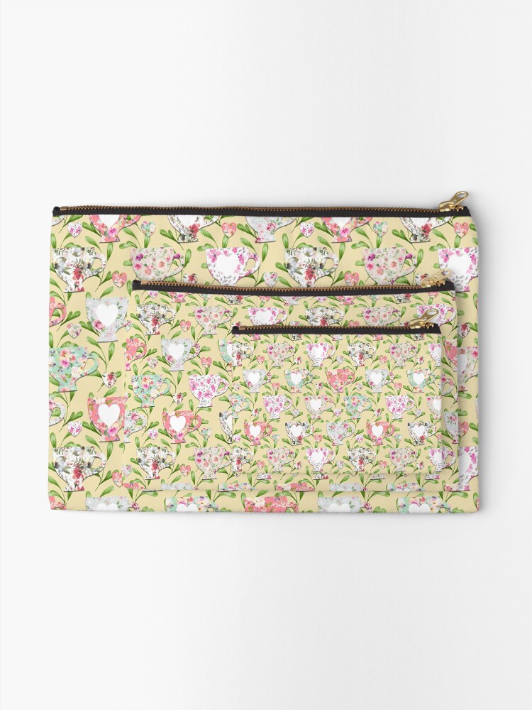 Alternate view of Chintzy Teacups Yellow Zipper Pouch