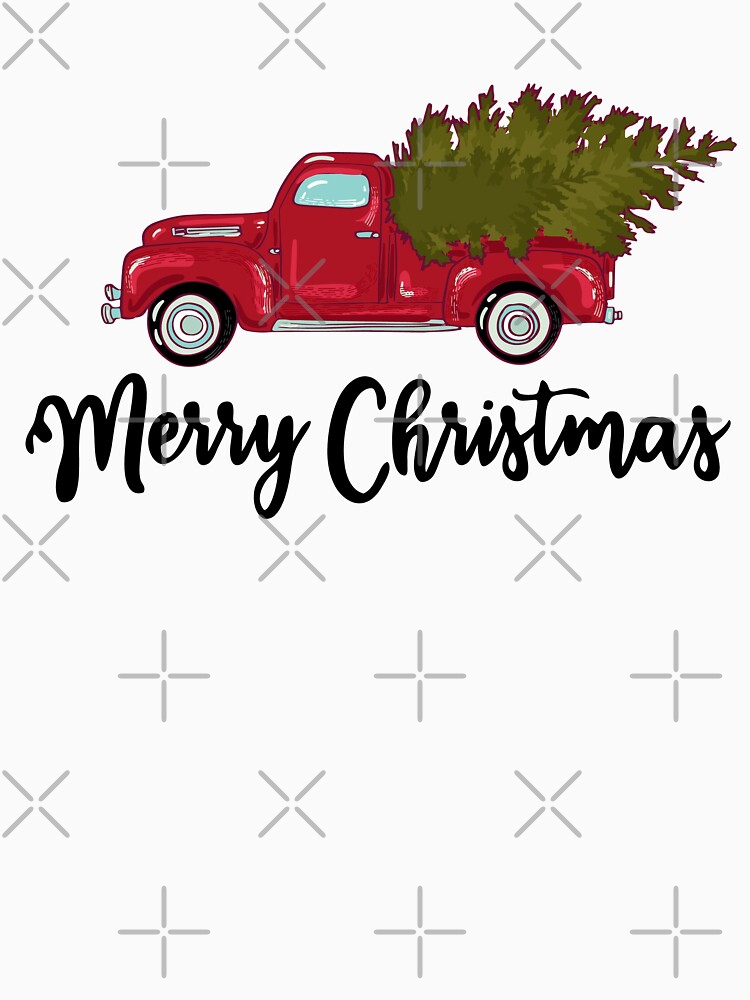 Merry Christmas - Chrismas Vintage Red Truck With A Tree Wagon by BRVART