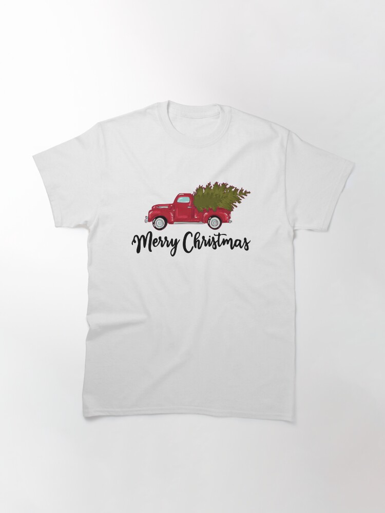 Alternate view of Merry Christmas - Chrismas Vintage Red Truck With A Tree Wagon Classic T-Shirt