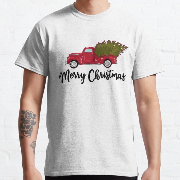 Merry Christmas - Chrismas Vintage Red Truck With A Tree Wagon Classic T-Shirt