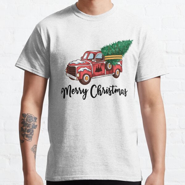 Merry Christmas - Chrismas Vintage Red Truck With A Tree Wagon Classic T-Shirt