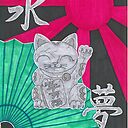 Lucky Cat Hand Drawn Art Photographic Print By Splazhink Redbubble