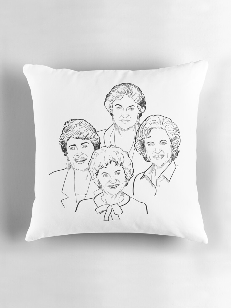 Thumbnail 3 of 4, Pillow, Golden Girls Sketch designed and sold by kellyoarts.