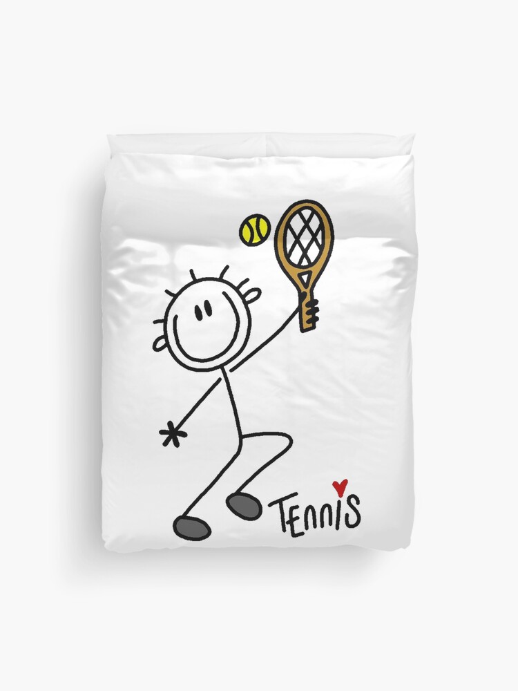 Stick Figure Tennis Player Sports Duvet Cover for Sale by peacockcards Redbubble