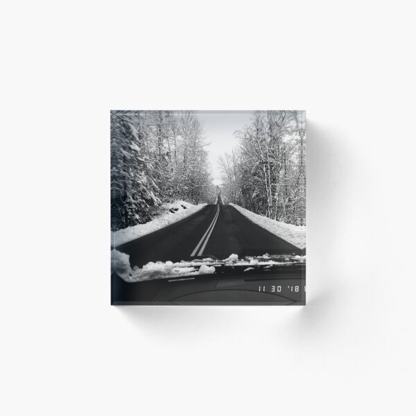 Vermont Snowy Winter Roads Acrylic Block