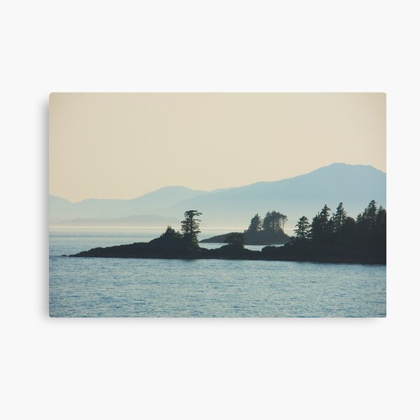 Islands in Fog Inside Passage Alaska Canvas Print