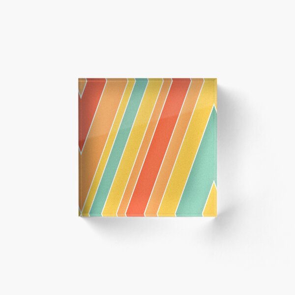 Retro stripes, 1970s Style Acrylic Block