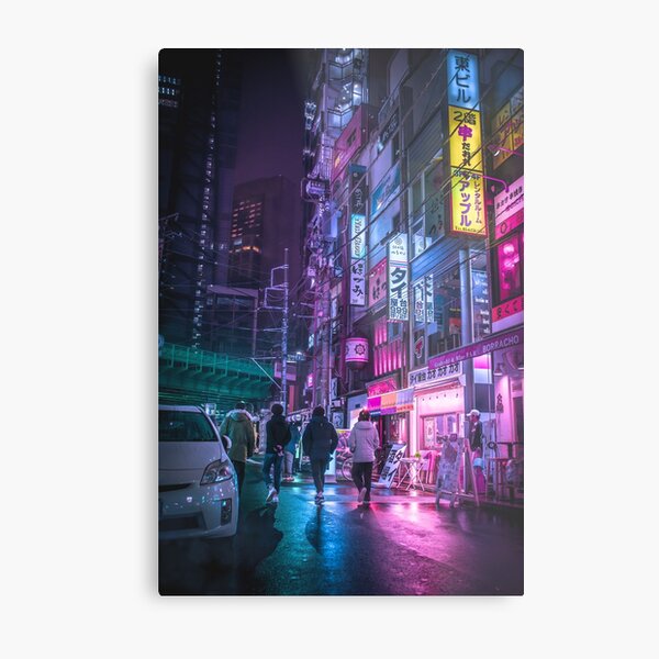 Cyberpunk Aesthetic in Tokyo Japan Metal Print