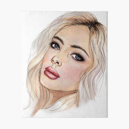 Watercolor Sketch Art Lady by Janis Garayt Art Board Print