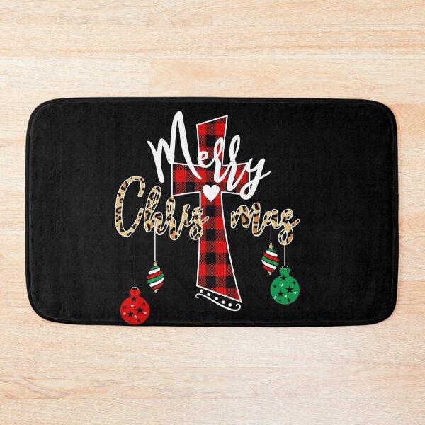 Item preview, Merry Christmas God Cross Red Buffalo Plaid & Leopard Design designed and sold by Tetete.